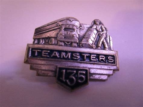 Teamsters 135 Union Pewter Enameled Logo Pin Local 135 Vintage 1960s