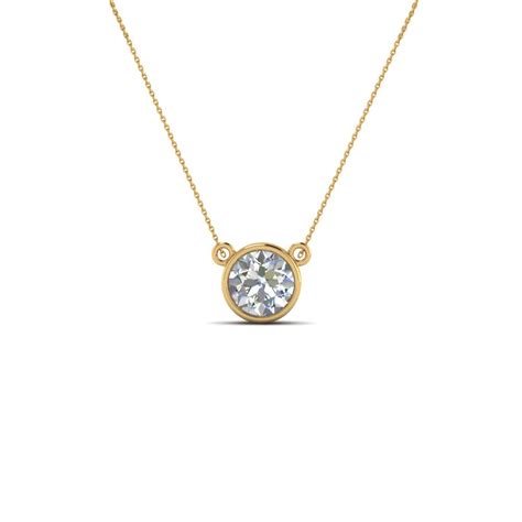 Single Bezel Set Diamond Pendant Necklace In 14k Yellow Gold