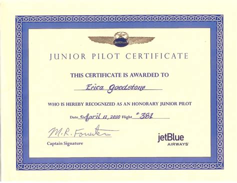 Heres My Honorary Jr Pilot License Certificate On My Very First Jet