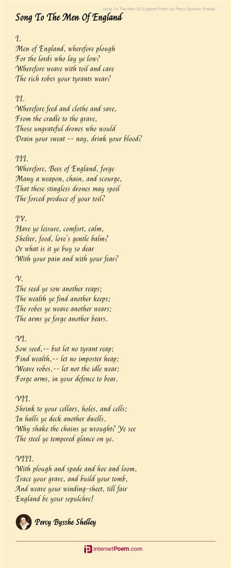 Song To The Men Of England Poem By Percy Bysshe Shelley