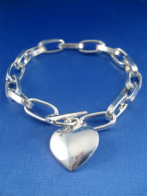 Heart Charm Bracelet Chain Sterling Silver Plated Anti Allergic Jewelry