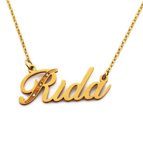 Rida Name Necklace Italic Personalized Jewellery Gold Etsy