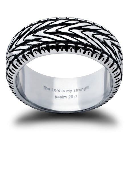 Mens Stainless Steel Band Ring Bible Verse Ring