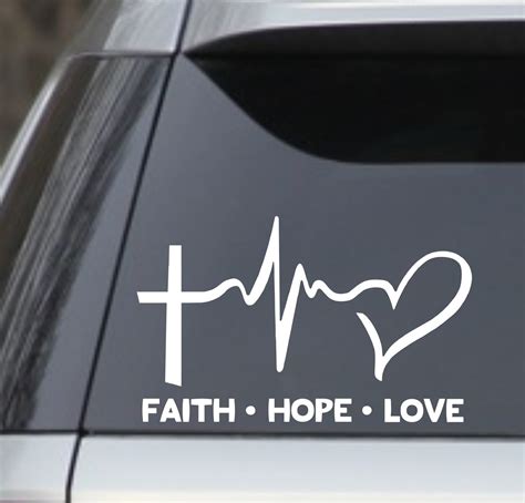 Faith Hope Love Vinyl Decal Sticker Car Wall Bumper Heart Etsy