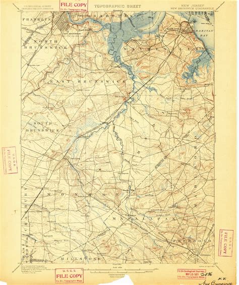 New Brunswick New Jersey 1901 Usgs Old Topo Map 15x15 Nj Quad Old Maps