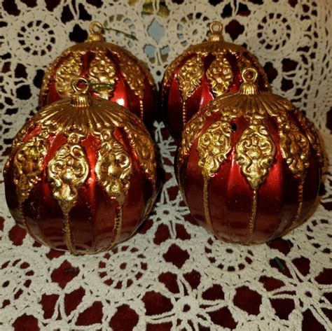 Holiday Large Ornate Red Christmas Ornaments Poshmark