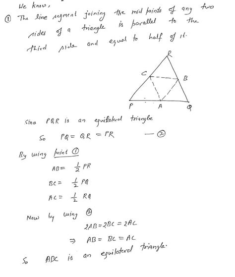Pqr Is An Equilateral Triangle If A B And C Are The Mid Points Of The Sides Pq Qr Maths