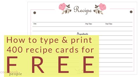 400 Free Recipe Cards How To Type And Print Free Recipe Cards