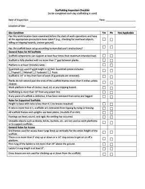 Scaffolding Checklist Excel Fill Online Printable Fillable Blank