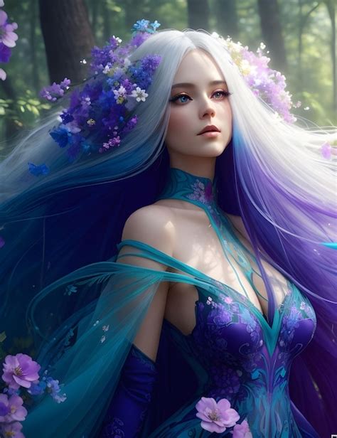 Premium Photo Beautiful Princess With Blue Hair