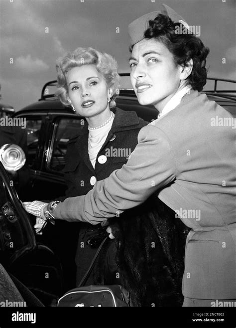 hungarian american actress and socialite zsa zsa gabor left arrives on april 7 1954 at the