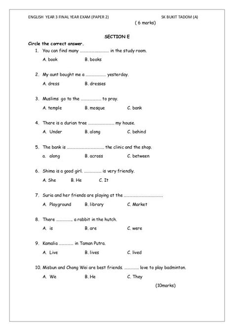 This resource is a powerpoint containing 50 spag questions based on the 201. english test-year-3-paper-2 | English test, English exam ...