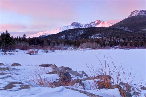 Long S Peak And Lily Lake Sunrise In Estes Park Colorado Stock Image