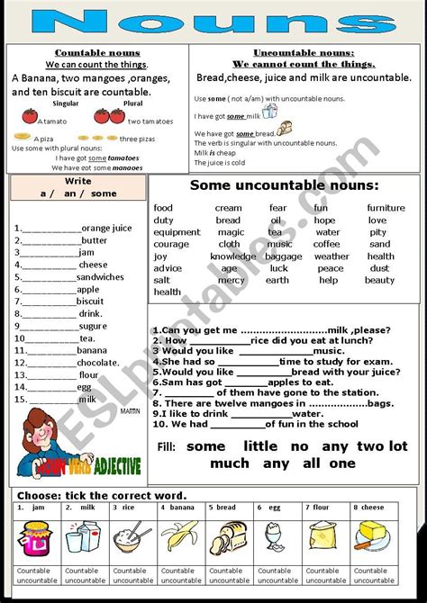 Countableuncountable Nouns Worksheet Free Esl Printable Worksheets Countable Nouns Vs
