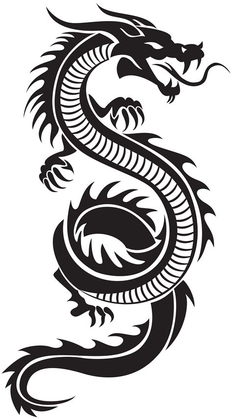 Chinese Dragon Silhouette Png Clip Art Tribal Dragon Tattoos Dragon