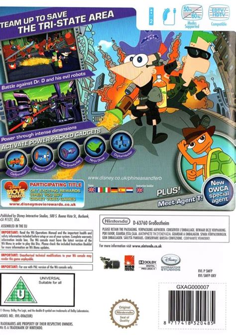 Phineas And Ferb Across The 2nd Dimension 2011 Wii Box Cover Art