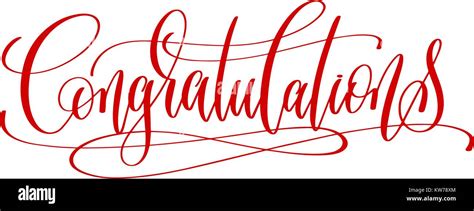 Congratulations Red Hand Lettering Inscription Text To Greetin Stock