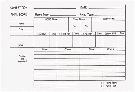 Printable Football Referee Score Card Template Printable Templates