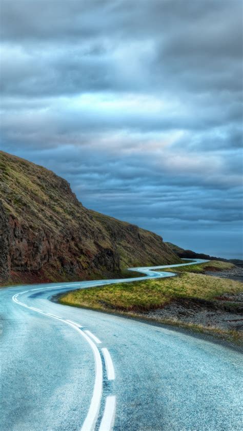 Curvy Road Around Iceland Iphone Wallpapers Free Download