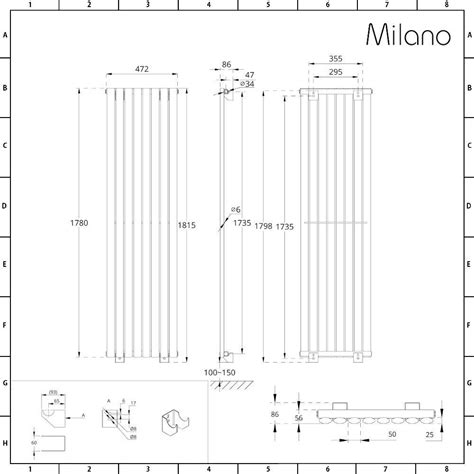 Milano Aruba Light Grey Vertical Designer Radiator 1780mm X 472mm
