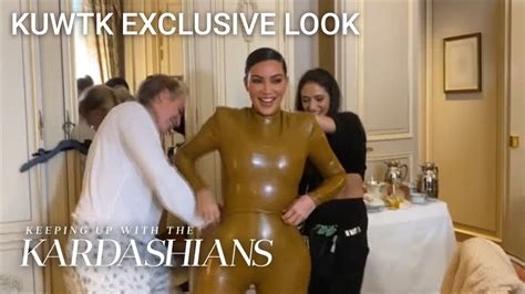 Watch Kim Kardashian Literally Squeeze Into Skin Tight Outfit Kuwtk Exclusive Look E Youtube