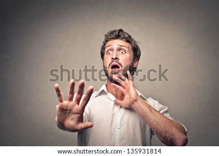 Frightened Man Defends Himself With His Hands Stock Photo Shutterstock