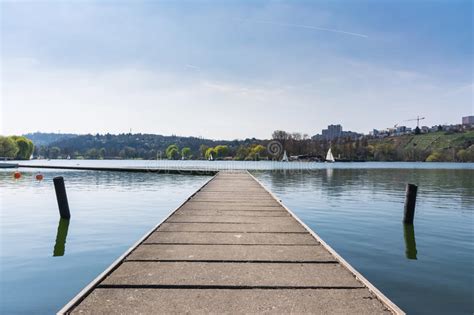 Blue Lake Water Reflection Landscape Pond Max Eyth See Stuttgart Stock