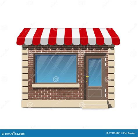 Brick Small Store Facade With Awning Stock Vector Illustration Of