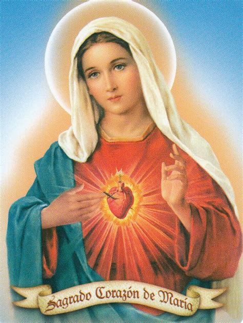Estampa Chica Sagrado Corazon De Maria Virgen María Arte Virgen
