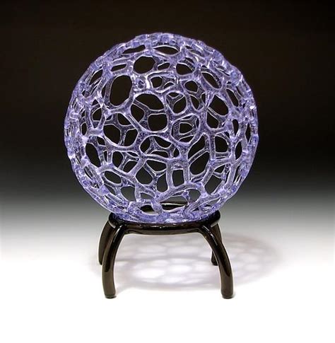 Lavender Sphere With Stand By Bandhu Scott Dunham Art Glass Sculpture