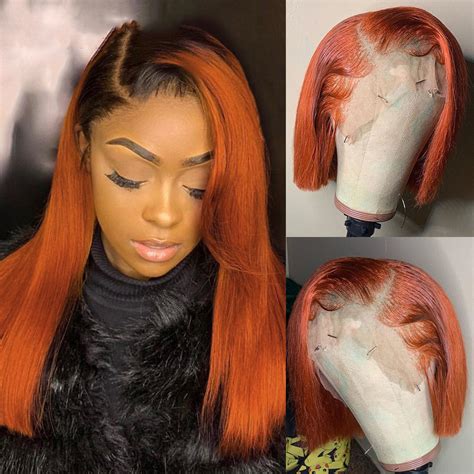 Orange Bob Lace Front Wig Thasny