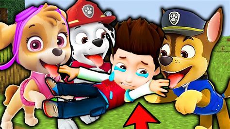 Paw Patrol Ryder Crying Whis Chase Marshall Skye In Minecraft Noob Vs