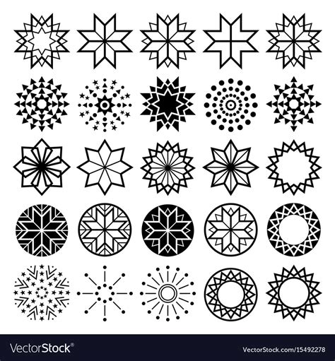 Geometric Star Shapes Collection Lineart Abstract Vector Image