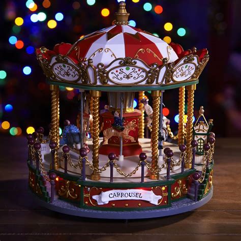 Musical Christmas Carousel With Led Lights