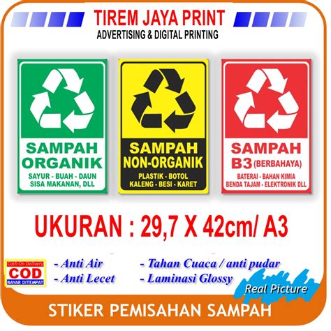 Jual Sticker Tempat Sampah Uk A3 Sampah Organik Sampah AnOrganik