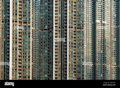 Facade Of Dense Urban High Rise Apartment Buildings In Lohas Park New