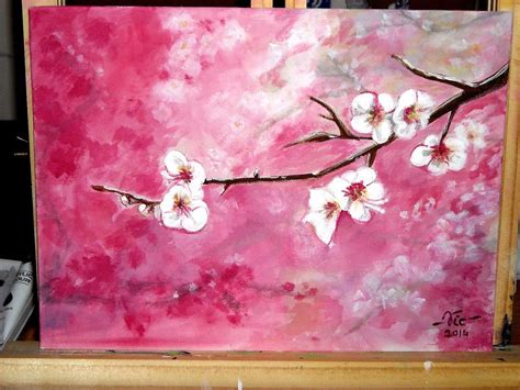 Timelapse Acrylic Painting Cherry Blossoms How To Paint Canvas