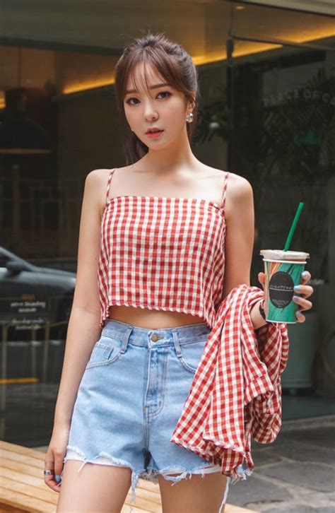 Korean Fashion Cute Korean Fashion Street Casual Gingham Outfit Gingham Shirt Denim Fashion