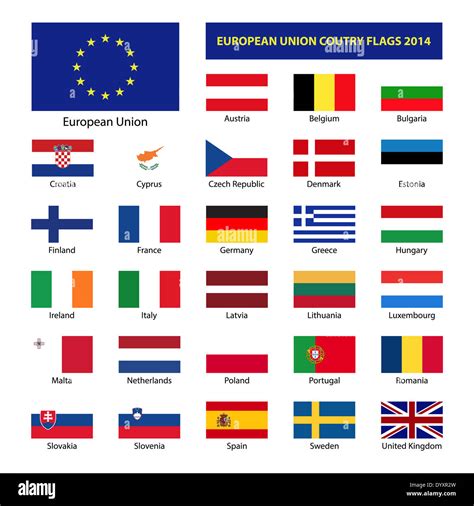 Banderas De Los Países De La Unión Europea Los Estados Miembros De La