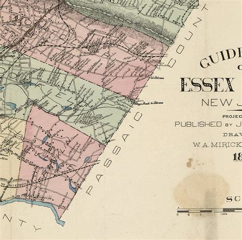 Map Of Essex County New Jersey 1877 Vintage Restoration Etsy Uk