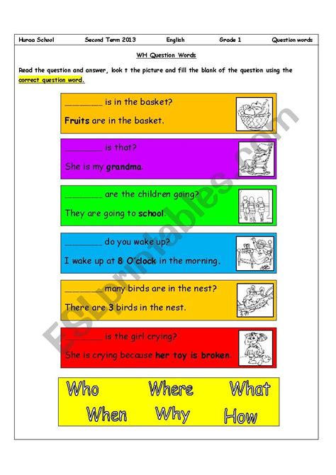 Wh Question Words Exercise 1 Interactive Worksheet Wh Questions