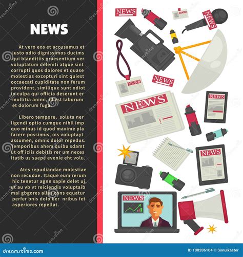 Television News Poster For Journalism Profession Of Vector Journalist