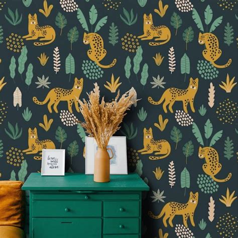 Jungle Wallpaper Peel And Stick Removable Tropical Jungle Etsy