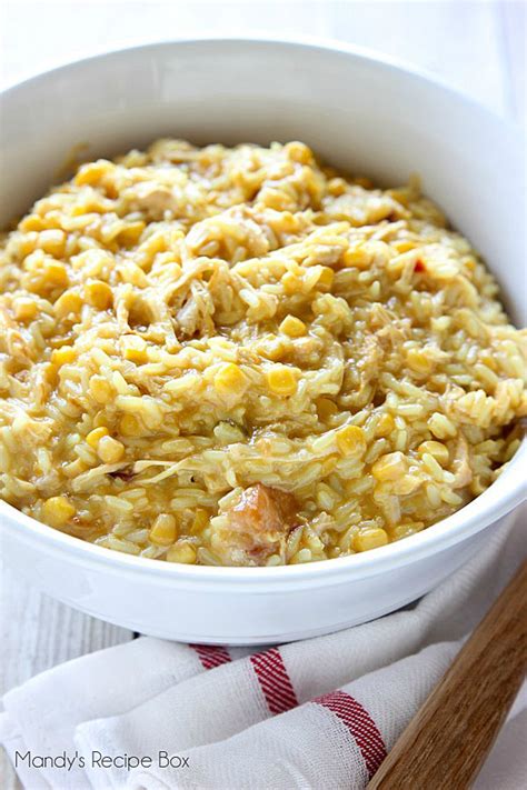 Add half a bag of tater tots, cubed chicken and cooked bacon into the bottom of the slow cooker pour over the soup and onion mixture. Slow Cooker Cheesy Rice and Chicken Casserole | Mandy's ...