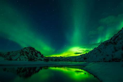 Hd Wallpaper Green Northern Light Sky Iceland Aurora Borealis