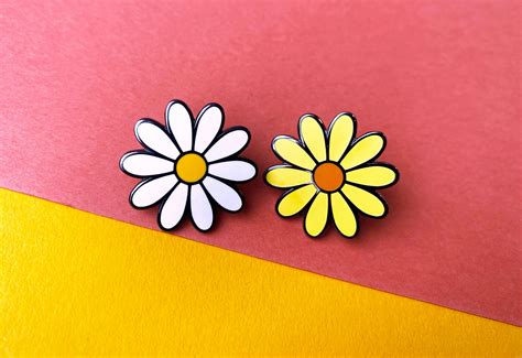 Daisy Duo Enamel Pin Badges Keep Them Both Or Share With A Etsy