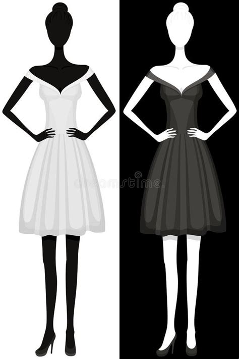 Vector Silhouette Of Young Woman In Dress Stock Vector Illustration