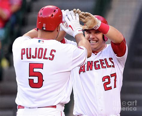 Albert Pujols And Mike Trout By Harry How