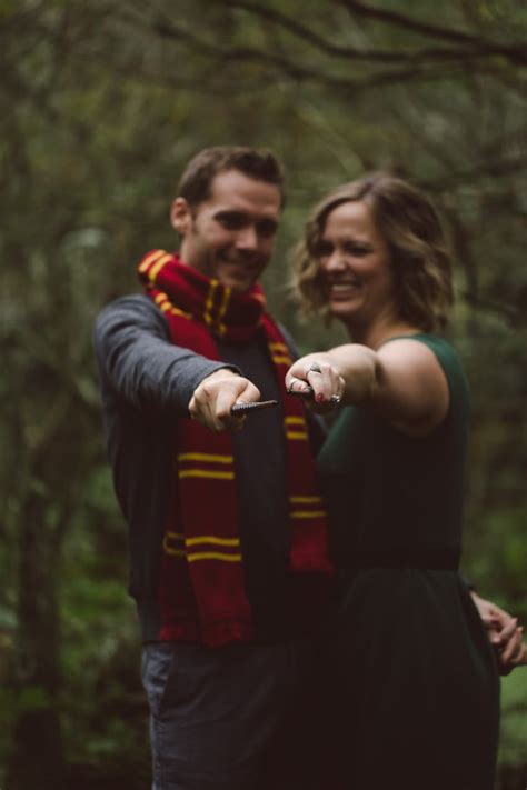 Gryffindor Vs Slytherin Harry Potter Engagement Shoot Popsugar Love