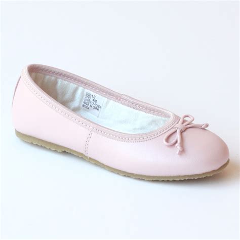 Lamour Girls 400 Pink Bow Leather Ballet Flats Babychelle
